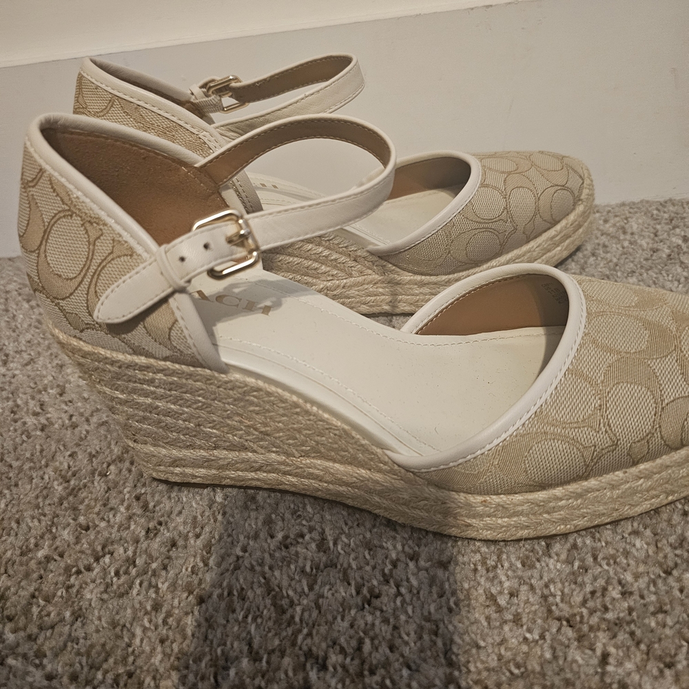 Coach Women's Cream Espadrille Wedges - Picture 4 of 6